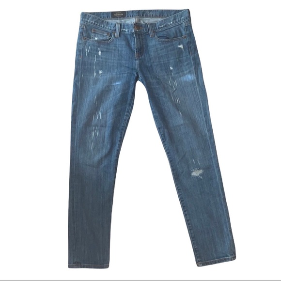 J Crew Toothpick Skinny Ankle Distressed Denim